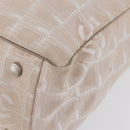 CHANEL New Travel Line Tote Bag Nylon Beige Silver CC Auth ti3793-13