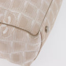 CHANEL New Travel Line Tote Bag Nylon Beige Silver CC Auth ti3793-14