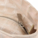 CHANEL New Travel Line Tote Bag Nylon Beige Silver CC Auth ti3793-16