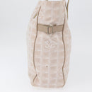 CHANEL New Travel Line Tote Bag Nylon Beige Silver CC Auth ti3793-6