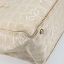 CHANEL New Travel Line Tote Bag Nylon Beige Gold CC Auth ti3795-13