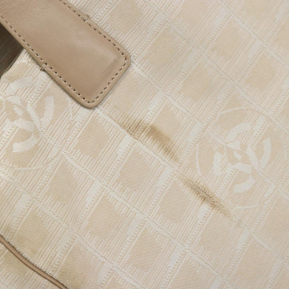 CHANEL New Travel Line Tote Bag Nylon Beige Gold CC Auth ti3795