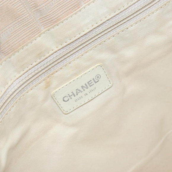 CHANEL New Travel Line Tote Bag Nylon Beige Gold CC Auth ti3795