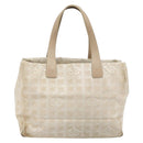 CHANEL New Travel Line Tote Bag Nylon Beige Gold CC Auth ti3795-2