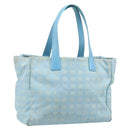 CHANEL New Travel Line Tote Bag Nylon Blue Silver CC Auth ti3796-1