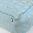 CHANEL New Travel Line Tote Bag Nylon Blue Silver CC Auth ti3796-12