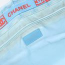CHANEL New Travel Line Tote Bag Nylon Blue Silver CC Auth ti3796-16