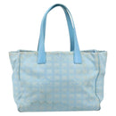 CHANEL New Travel Line Tote Bag Nylon Blue Silver CC Auth ti3796-2