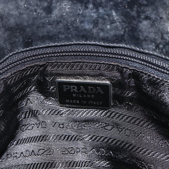 PRADA Hand Bag Canvas Gray Silver Auth ti3797