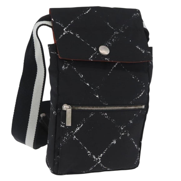 CHANEL Travel line Shoulder Bag Nylon Black CC Auth ti3801