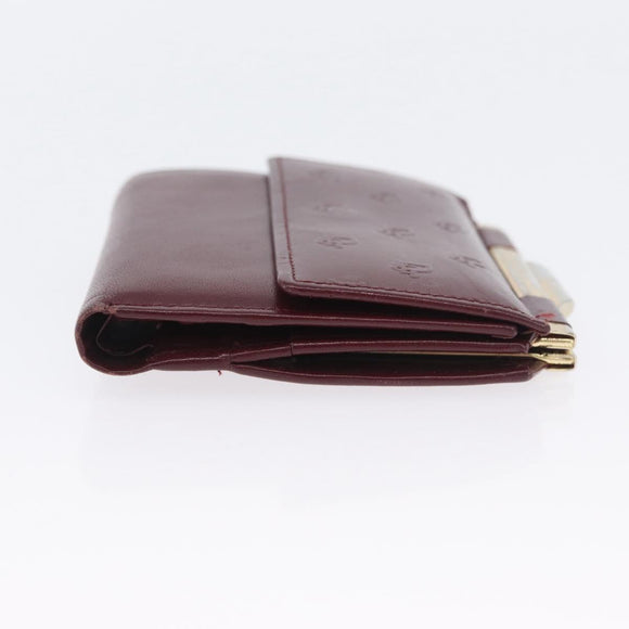 Christian Dior Wallet Leather 3 Set Bordeaux Navy gold Auth ti3813