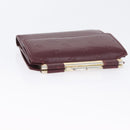 Christian Dior Wallet Leather 3 Set Bordeaux Navy gold Auth ti3813-15