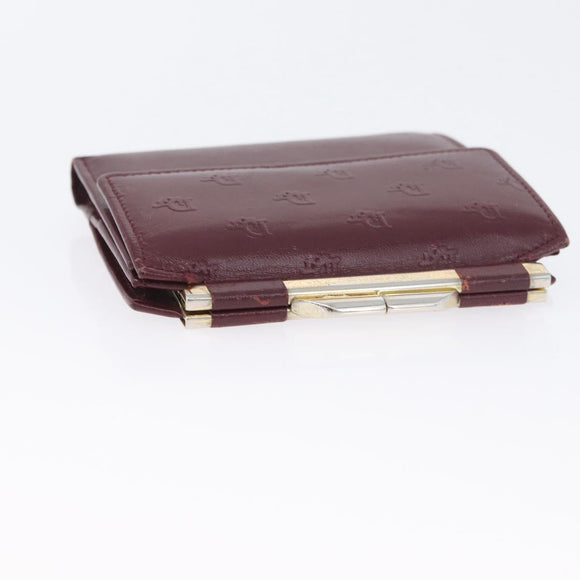 Christian Dior Wallet Leather 3 Set Bordeaux Navy gold Auth ti3813