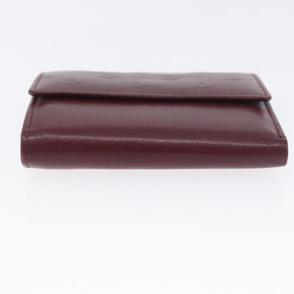 Christian Dior Wallet Leather 3 Set Bordeaux Navy gold Auth ti3813