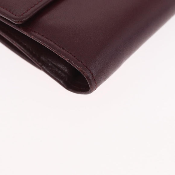 Christian Dior Wallet Leather 3 Set Bordeaux Navy gold Auth ti3813