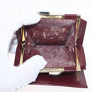 Christian Dior Wallet Leather 3 Set Bordeaux Navy gold Auth ti3813-19