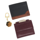 Christian Dior Wallet Leather 3 Set Bordeaux Navy gold Auth ti3813-1