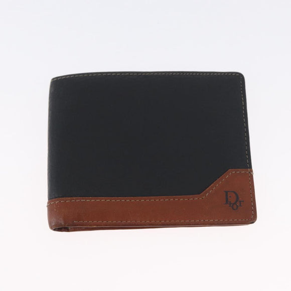 Christian Dior Wallet Leather 3 Set Bordeaux Navy gold Auth ti3813