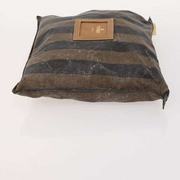 FENDI Pecan Canvas Tote Bag Coated Canvas 3 Set Brown Black Auth ti3816