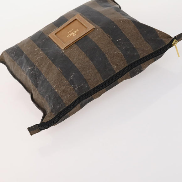 FENDI Pecan Canvas Tote Bag Coated Canvas 3 Set Brown Black Auth ti3816