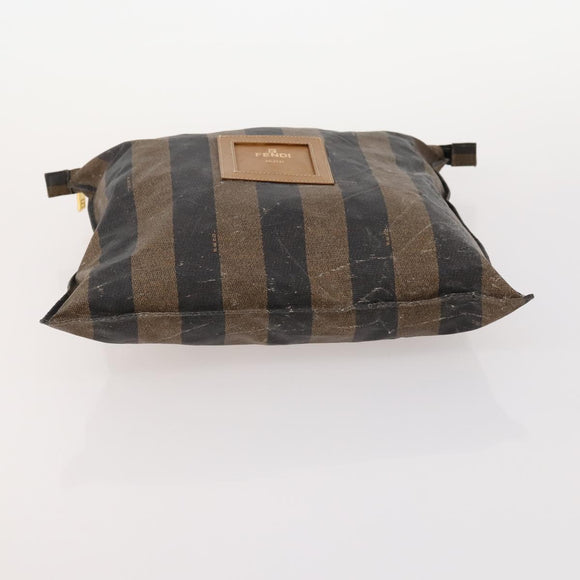 FENDI Pecan Canvas Tote Bag Coated Canvas 3 Set Brown Black Auth ti3816