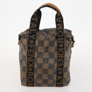 FENDI Pecan Canvas Tote Bag Coated Canvas 3 Set Brown Black Auth ti3816-16