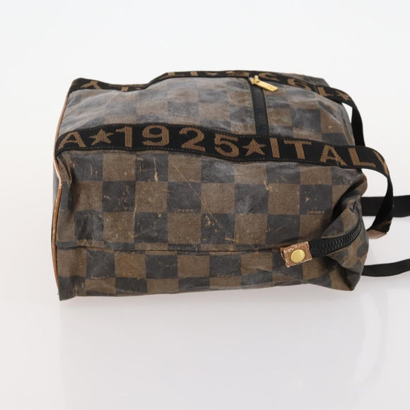FENDI Pecan Canvas Tote Bag Coated Canvas 3 Set Brown Black Auth ti3816