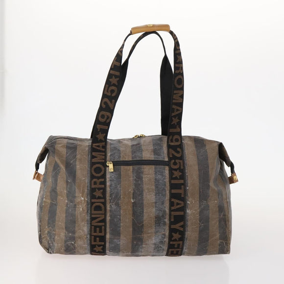 FENDI Pecan Canvas Tote Bag Coated Canvas 3 Set Brown Black Auth ti3816