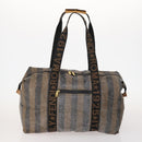 FENDI Pecan Canvas Tote Bag Coated Canvas 3 Set Brown Black Auth ti3816-3