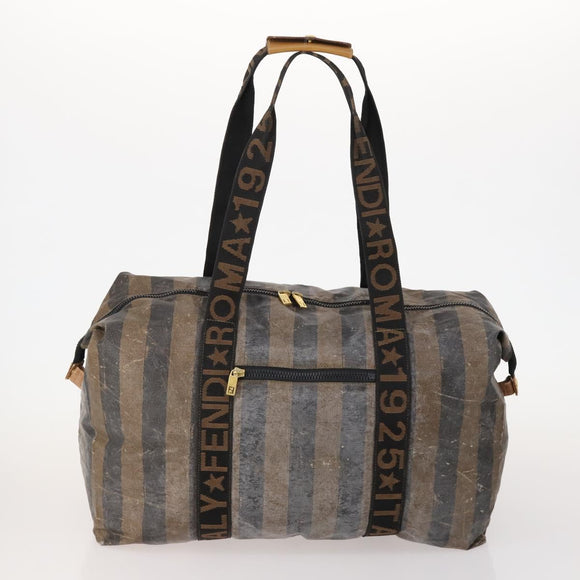 FENDI Pecan Canvas Tote Bag Coated Canvas 3 Set Brown Black Auth ti3816