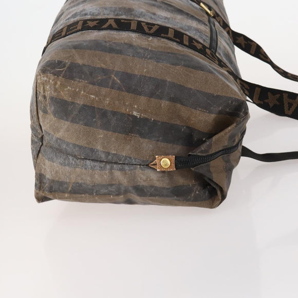 FENDI Pecan Canvas Tote Bag Coated Canvas 3 Set Brown Black Auth ti3816