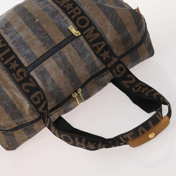 FENDI Pecan Canvas Tote Bag Coated Canvas 3 Set Brown Black Auth ti3816