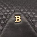 BALLY Chain Shoulder Bag Leather Gray Gold Auth ti3817-17