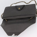 BALLY Chain Shoulder Bag Leather Gray Gold Auth ti3817-10