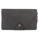 BALLY Chain Shoulder Bag Leather Gray Gold Auth ti3817-13