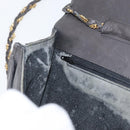 BALLY Chain Shoulder Bag Leather Gray Gold Auth ti3817-21