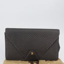 BALLY Chain Shoulder Bag Leather Gray Gold Auth ti3817-12