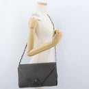 BALLY Chain Shoulder Bag Leather Gray Gold Auth ti3817-23