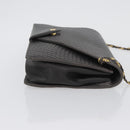 BALLY Chain Shoulder Bag Leather Gray Gold Auth ti3817-3