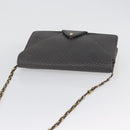 BALLY Chain Shoulder Bag Leather Gray Gold Auth ti3817-6