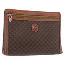 CELINE Macadam Canvas Clutch Bag PVC Leather Black Gold Auth ti3818-1