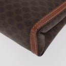 CELINE Macadam Canvas Clutch Bag PVC Leather Black Gold Auth ti3818-11