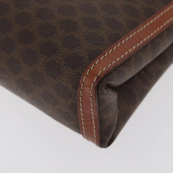 CELINE Macadam Canvas Clutch Bag PVC Leather Black Gold Auth ti3818