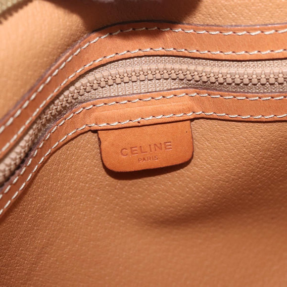 CELINE Macadam Canvas Clutch Bag PVC Leather Black Gold Auth ti3818