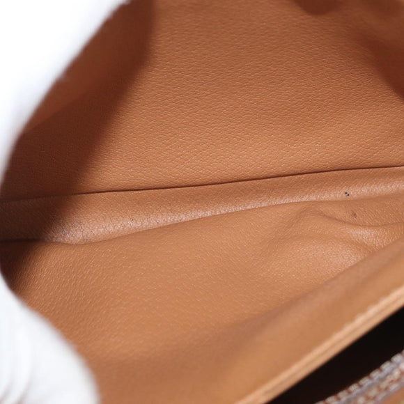 CELINE Macadam Canvas Clutch Bag PVC Leather Black Gold Auth ti3818