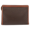 CELINE Macadam Canvas Clutch Bag PVC Leather Black Gold Auth ti3818-3