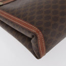 CELINE Macadam Canvas Clutch Bag PVC Leather Black Gold Auth ti3818-8