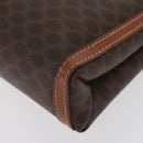 CELINE Macadam Canvas Clutch Bag PVC Leather Black Gold Auth ti3818-9