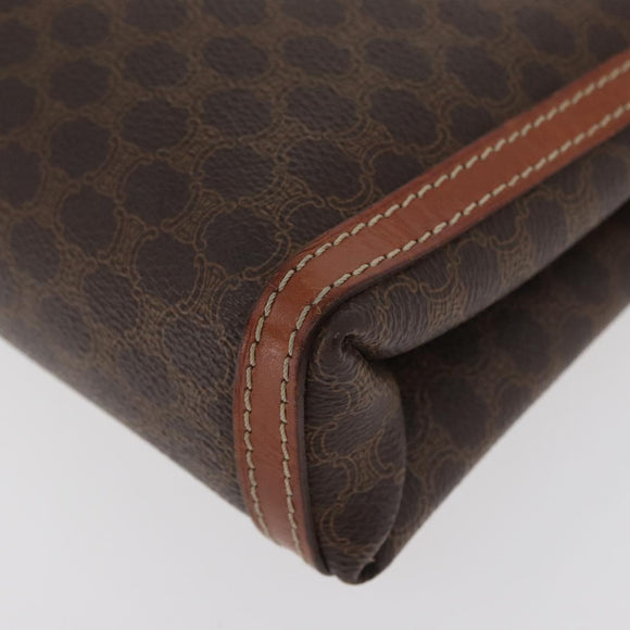 CELINE Macadam Canvas Clutch Bag PVC Leather Black Gold Auth ti3818