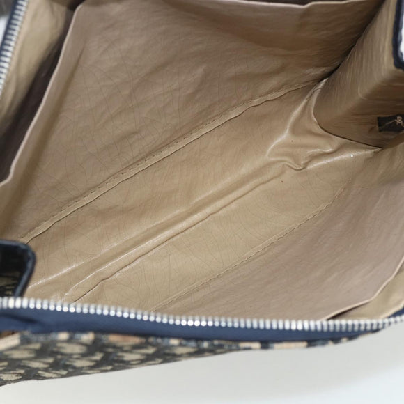 Christian Dior Trotter Canvas Clutch Bag Navy Silver Auth ti3819